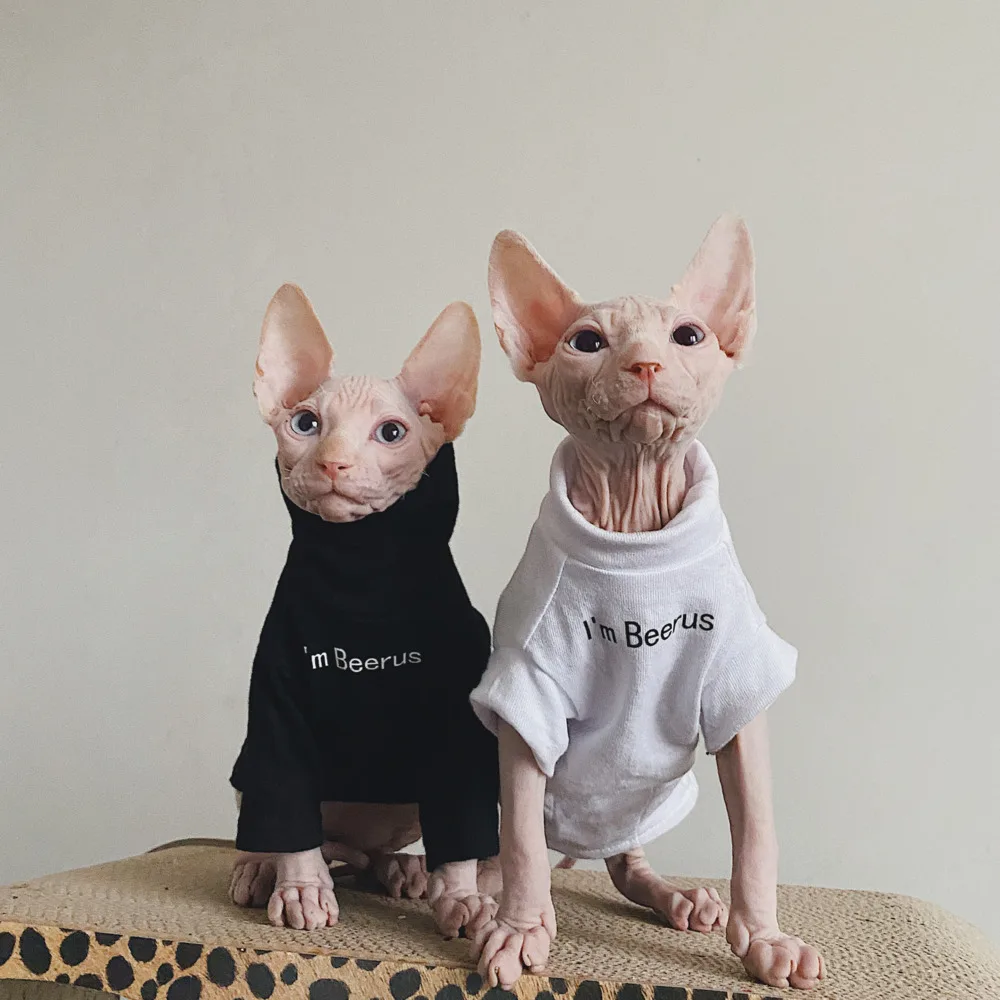 Одежда для кошек Сфинкс хлопковая летняя футболка рубашка пары одежда черного и