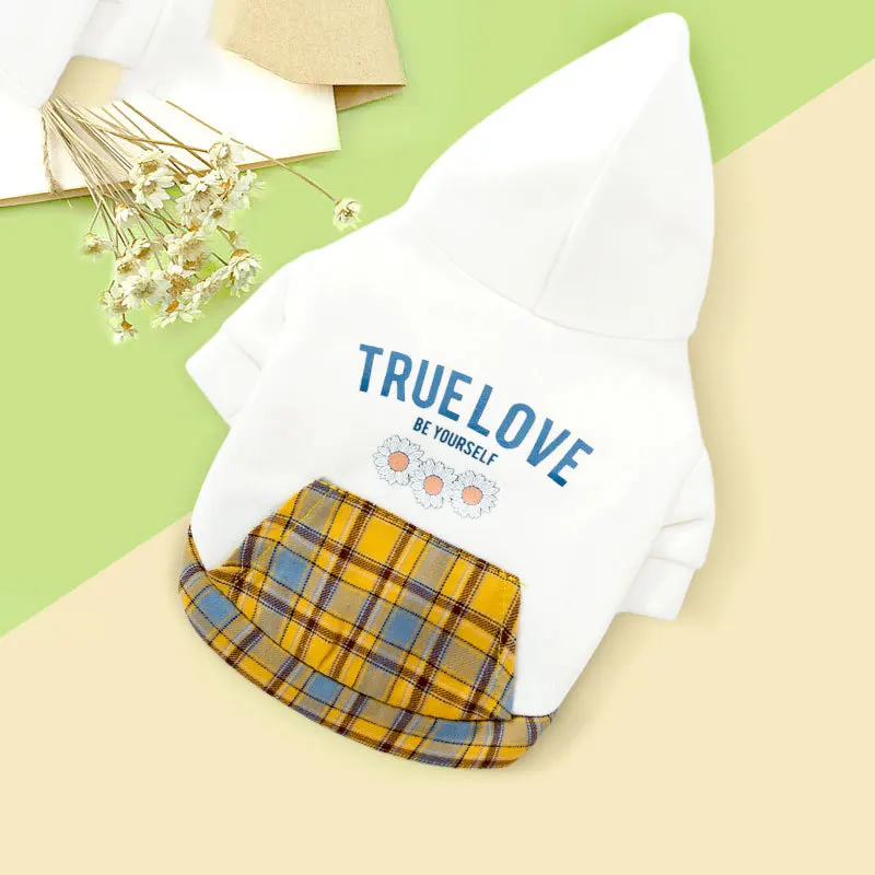 

New Autumn and Winter Dog Hooded Sweater Daisy Sweater Warm Two Legged Clothes Pet Clothes pomeranian designer dog clothes
