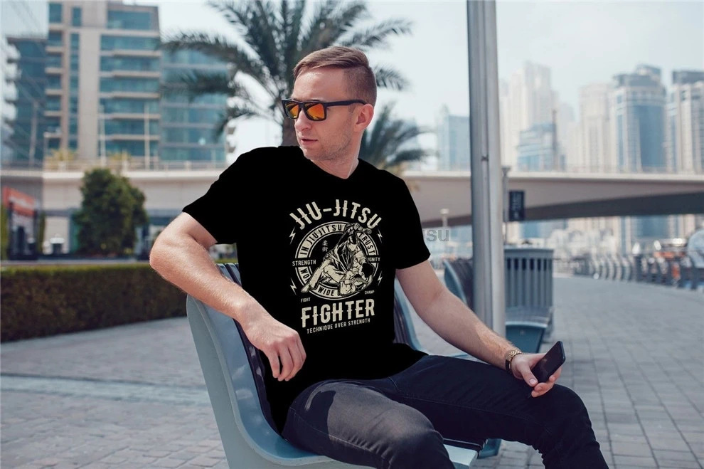 Jiu Jitsu Fighter крутая Мужская футболка Топ отличный подарок на день рождения заказ |