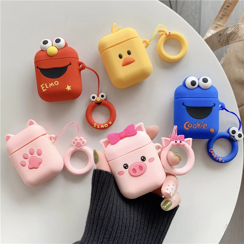 

Cute Elmo Cookies Airpods Case Silicone Full Protective For iPhone Airpods Bluetooth Cover for i9 i12 TWS Air Pods Headphone Box