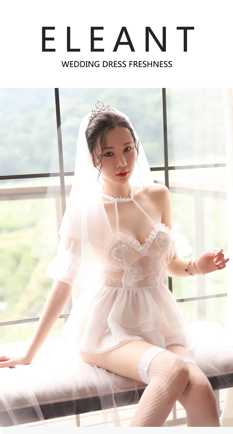 

Sexy Lingerie Female Winter Water Soluble Floating Flower Eyelash Lace Perspective Temptation Sling Nightgown Sleepwear