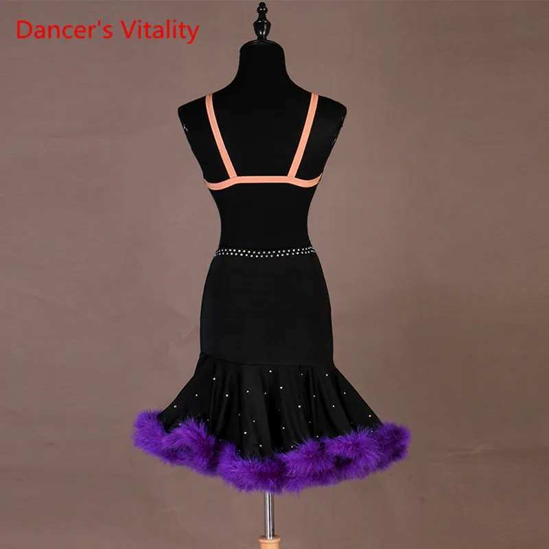 White Feather Latin Dance Dress For Women Of High Class Custom-Made Brilliant Rhinestones Stage Ballroom Costumes | Тематическая