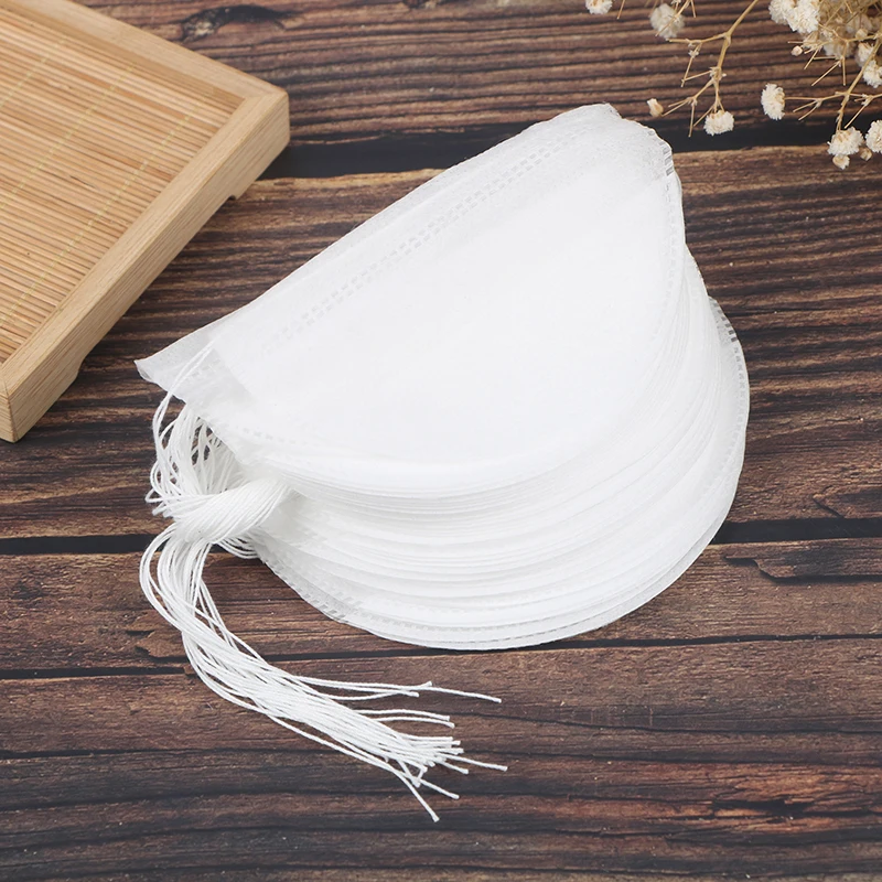 

50 шт./лот пустые чайные пакетики в форме лодки, портативный пустой мешочек на шнурке с ароматизатором, 6*10 см, уплотненный фильтр для приготов...