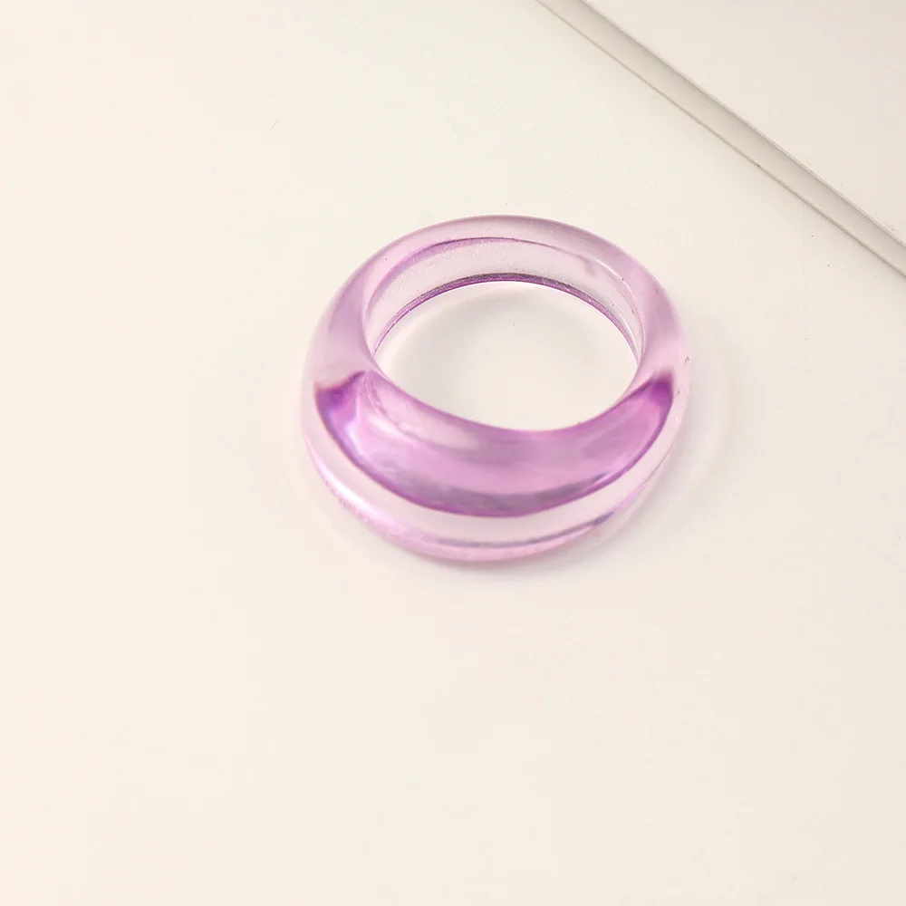 

2021 Korea Candy Color Transparent Resin Crystal Beads Rings for Women Party Wedding Jewelry Accessories