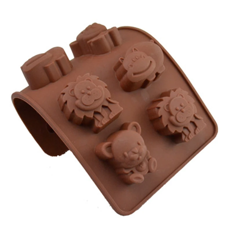 8 даже медведь Бегемот Лев шоколадная форма 3D силиконовая для выпечки тортов DIY