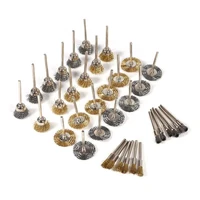 36pcs brass stainless steel wire brush set pen cup wheel shaped polishing cleaning tools full kit