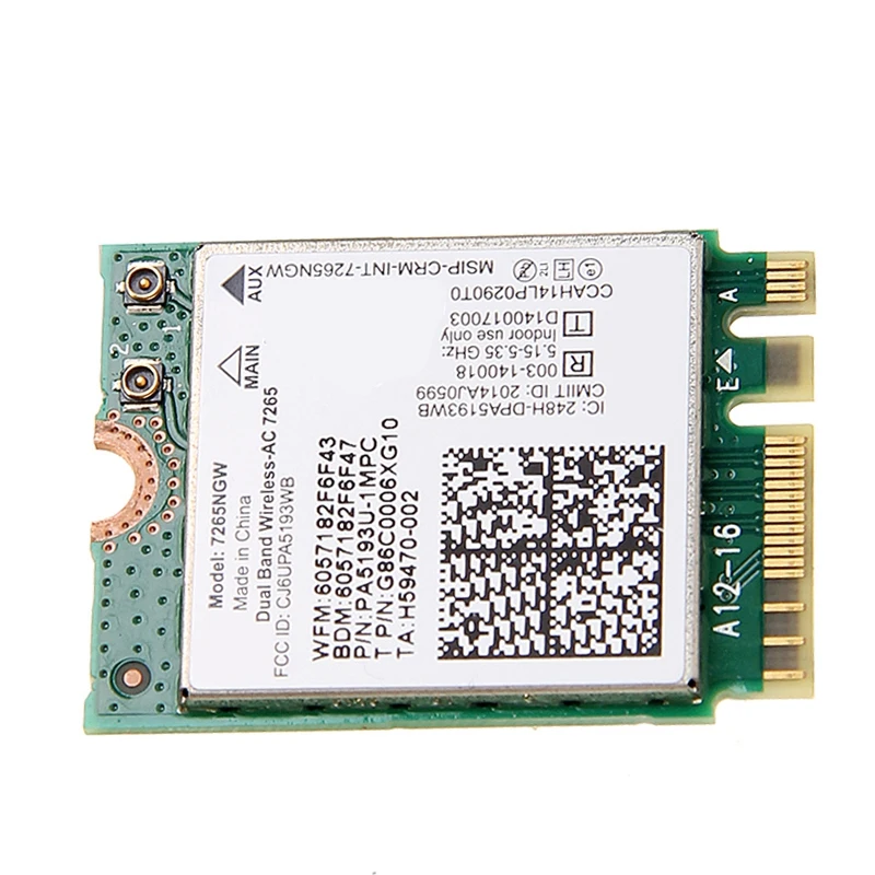

for Dual Band Wireless-N 7265 7265NGW 802.11N 2 x 2 WiFi 300Mbps NGFF M.2 Card 7265NB 2.4G / 5G