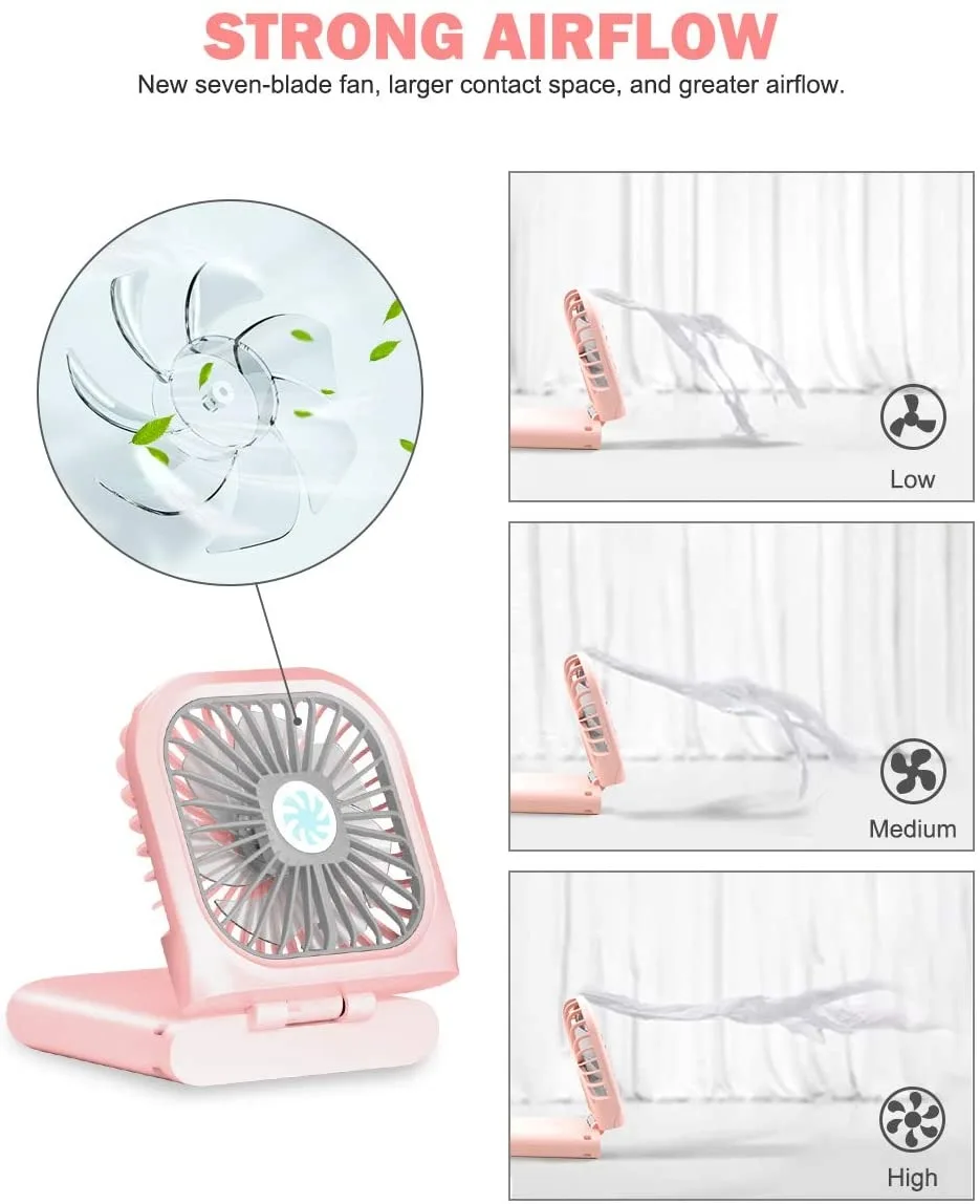 Portable Mini Fan USB Rechargeable with Power Bank Handheld Desk Adjustable Air Cooler Home Office Outdoor Travel | Бытовая техника