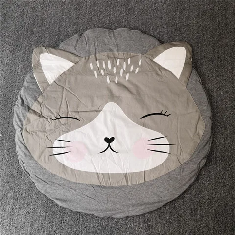 cat Детский мягкий хлопковый круглый игровой коврик с героями мультфильмов, Ползунки для новорожденных, детский игровой коврик, украшение детской комнаты, одеяло бутафория для фото - Цвет: cat