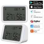 Датчик влажности и температуры Tuya Zigbee, сенсор с ЖК-экраном для умного дома, детектор светильник, гигрометр, термометр