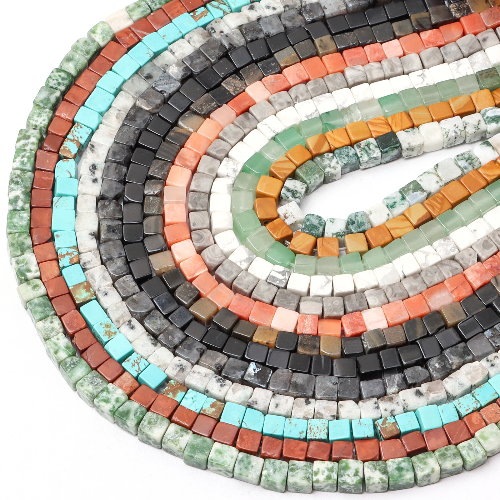 

4mm Natural Cube Stone Beads,Crystal Gemstone Genuine Real Stone Square Loose Beads Energy Power Beads for Crafts Jewelry Making