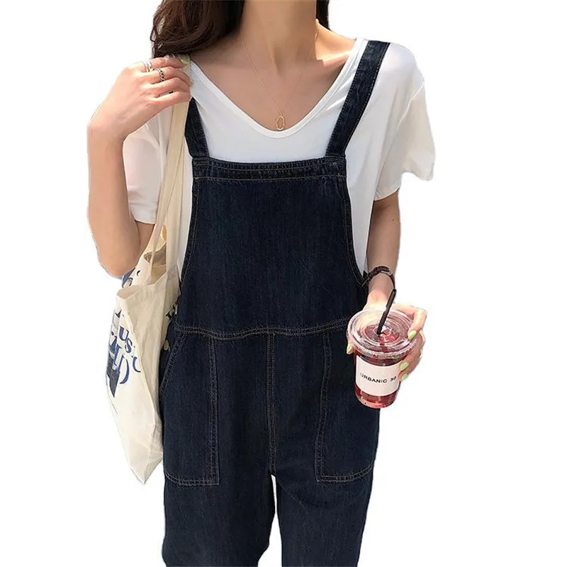 

Casual Women Pockets Loose Suspender Denim Overall Dungarees Long Trousers Jean Jumpsuit Women Overalls Jean Suspender Pants