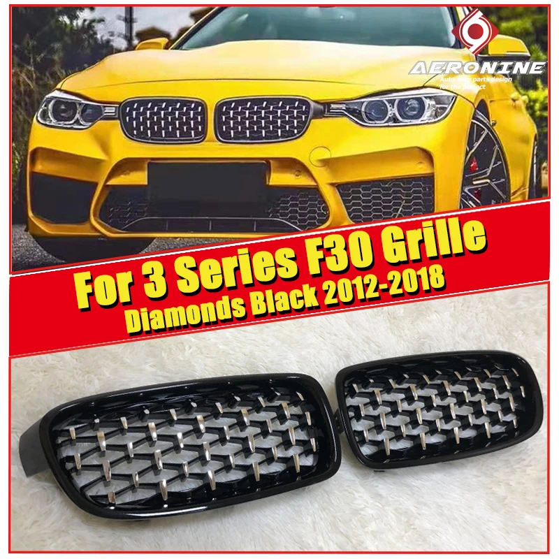 Набор гриля в стиле бриллиантов ABS глянцевый черный для BMW F30 3 серии 318i 320i 325i 340i M