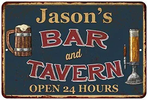 

Jason's Green Bar Tavern Metal Aluminum Sign Posters Wall Decor 12X8Inch