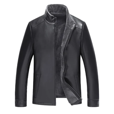 black gray wool AYUNSUE, мужское пальто из овчины, зимняя куртка из натуральной кожи, мужские теплые куртки с подкладкой из натуральной шерсти, Chaqueta Cuero Hombre, T-89-1966, KJ1379 - Цвет: black gray wool