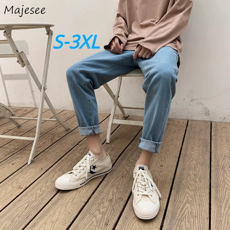 

Ankle-length Jeans Men Ins Harajuku Teens Denim Straight High Street Hip-pop Streetwear All-match Plus Size 3XL Loose Outwear