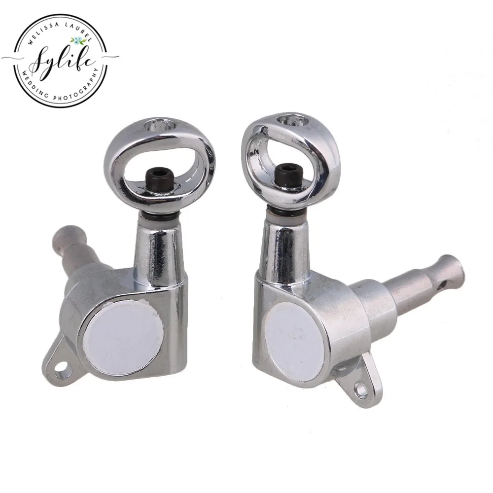 

6x Chrome 4x3.7cm 3L3R Folk Guitar Parts Hollow Closed Guitar Tuning Peg