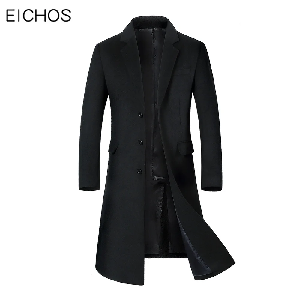 

Осенне-зимнее длинное Мужское пальто 2020 модное деловое шерстяное пальто черный серый Тренч Верхняя одежда приталенная куртка ниже колена