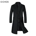 Осенне-зимнее длинное Мужское пальто 2020 модное деловое шерстяное пальто черный серый Тренч Верхняя одежда приталенная куртка ниже колена