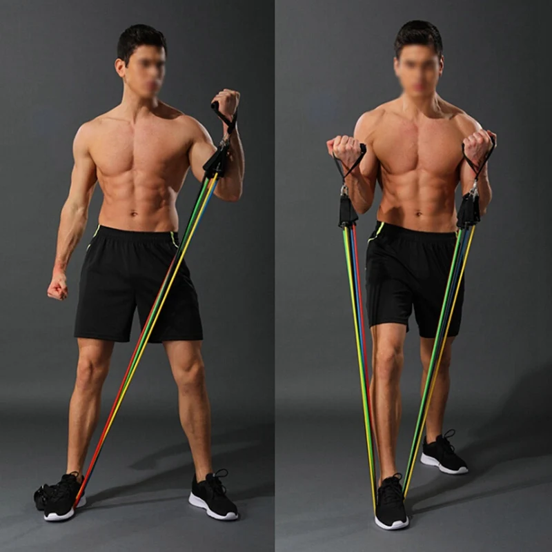 

11pcs/set Pull Rope Fitness Exercises Resistance Bands Latex Tubes Pedal Exerciser Body Training Home Indoor Workout Yoga