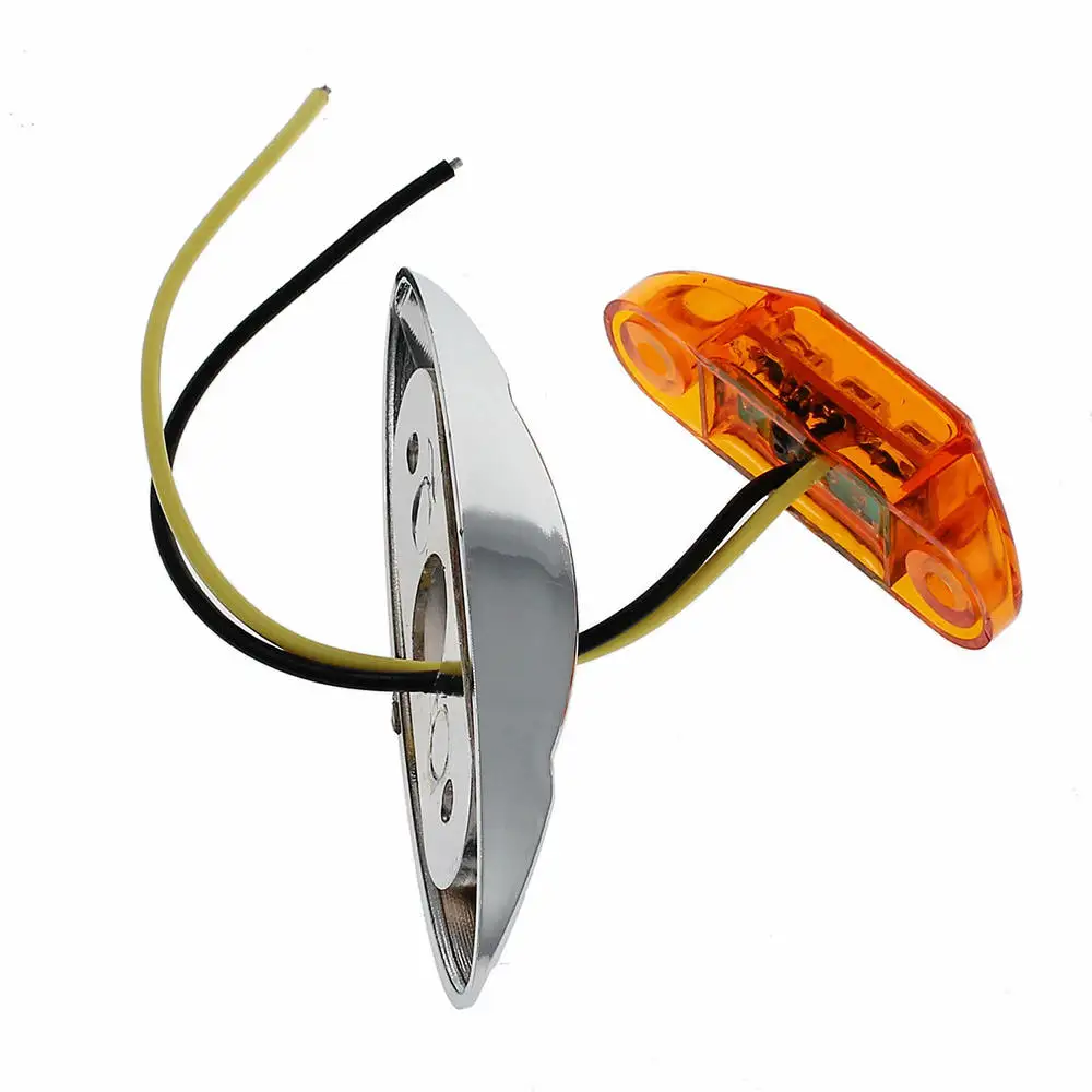 

4 Pcs Waterproof Amber Yellow 3LEDs Side Marker Lights for Trailer Truck Boat