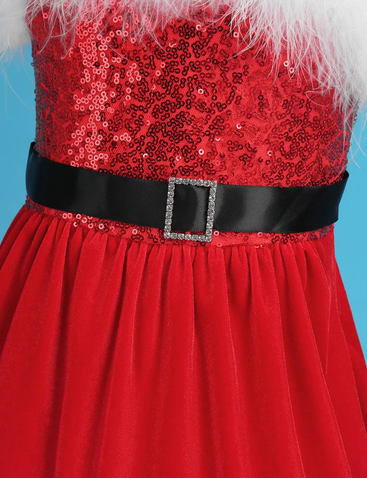 Рождественские костюмы для маленьких девочек малышей без рукавов с отделкой