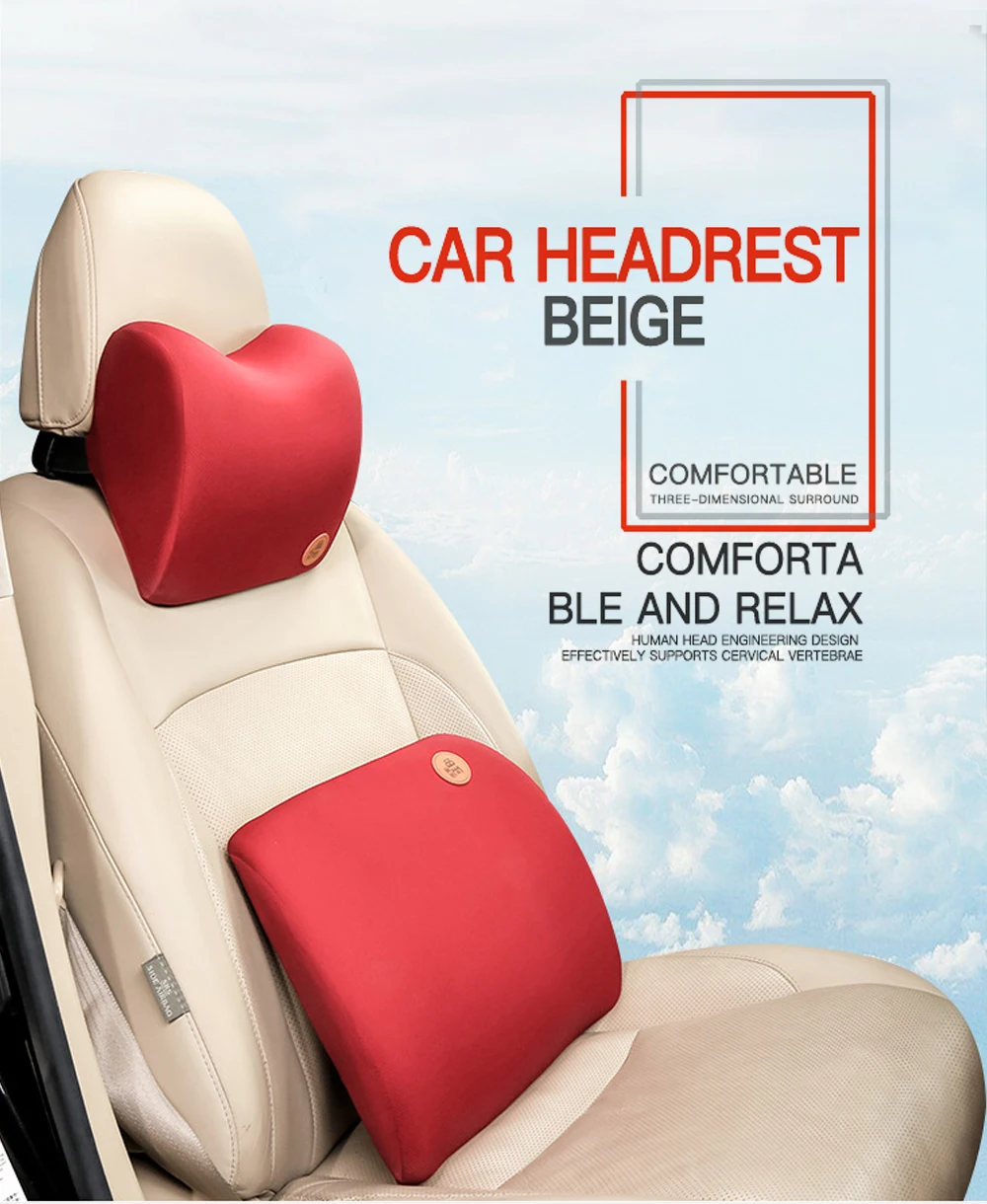 Car Pillow Memory Cotton Foam Headrest Neck Warm Winter Car Seat Support Lower Back Cushion Lumbar Support Rest Auto Accessories