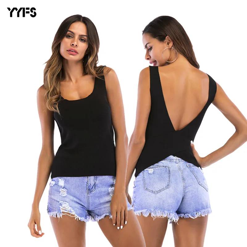 Женский новый сексуальный жилет женский Европа и США сплошной цвет крест