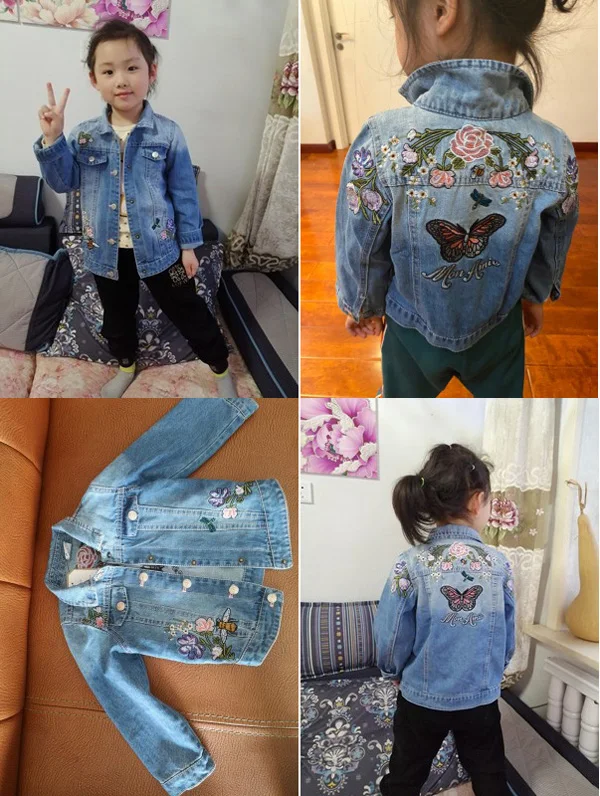 Детское пальто Джинсовая куртка для девочек в китайском стиле с вышивкой |