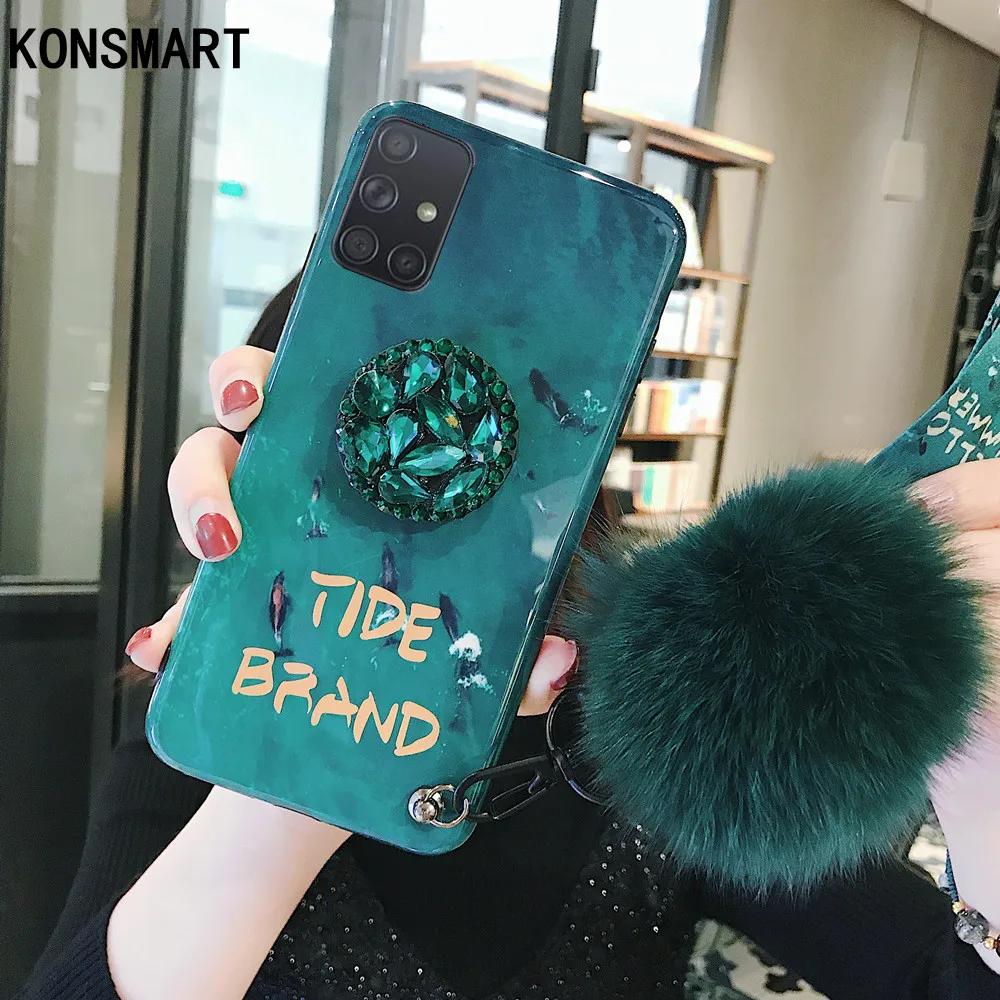 KONSMART Новый чехол для Samsung Galaxy A91 A81 A71 A51 с изумрудами живыми обоями ремешок задней