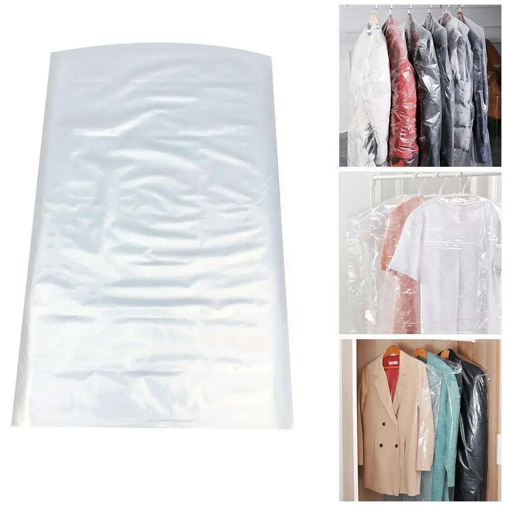 

50pcs/lot Plastic Transparent Dust Cover Garment Of Pocket Clothes Wardrobe Hanging Storage Clothing Hanging Bag W3y0