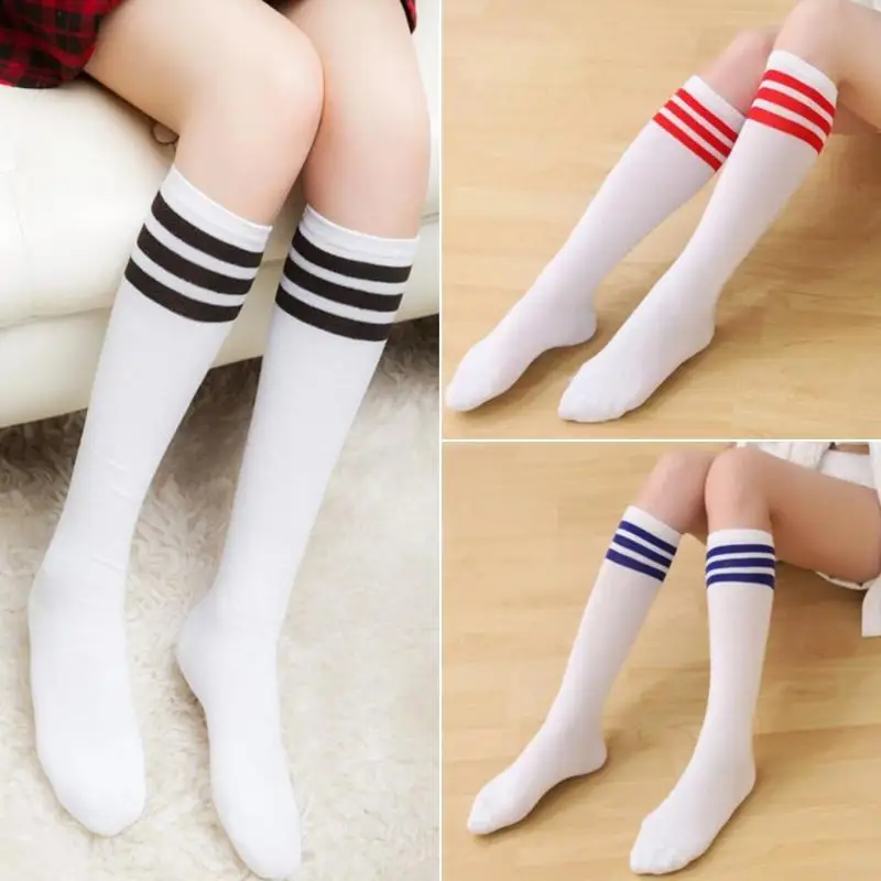 3pairs/set Fashion Socks Women Knee Color Stripe Middle Cylinder for Autumn and Winter Comfortable Breathable Soft | Женская одежда