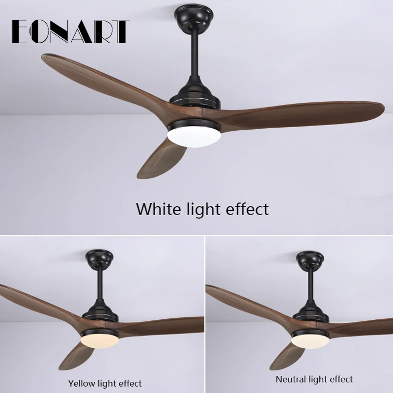 52 дюймовый современный светодиодный потолочный вентилятор из цельного дерева