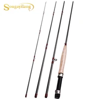 sougayilang 9ft 2 7m 4 section fishing rod portable ultralight fly fishing rod soft cork handle rod fishing tackle