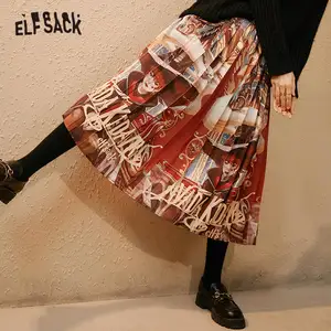 Женские повседневные плиссированные юбки средней длины ELFSACK, винтажные шифоновые юбки с высокой талией, осень 2020