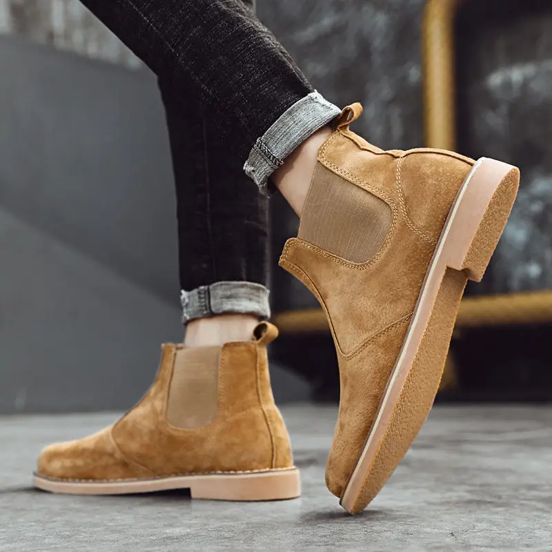 

Мужские ботинки челси, модные износостойкие ботинки для верховой езды, новинка 2022, мужская обувь, однотонные высокие ботинки с индивидуальн...