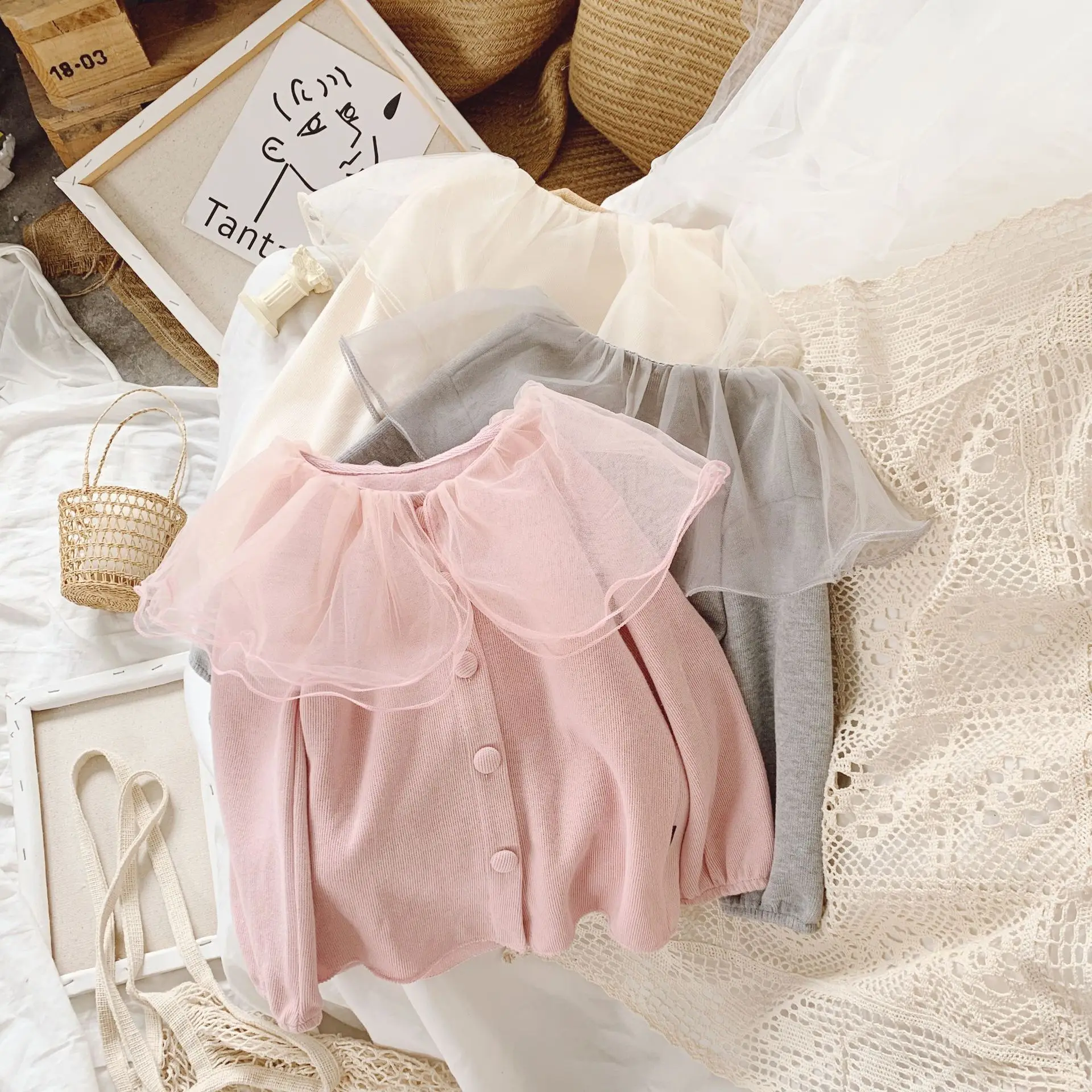 Куртка и пальто для девочек 3-7 лет однобортный кружевной кардиган верхняя одежда