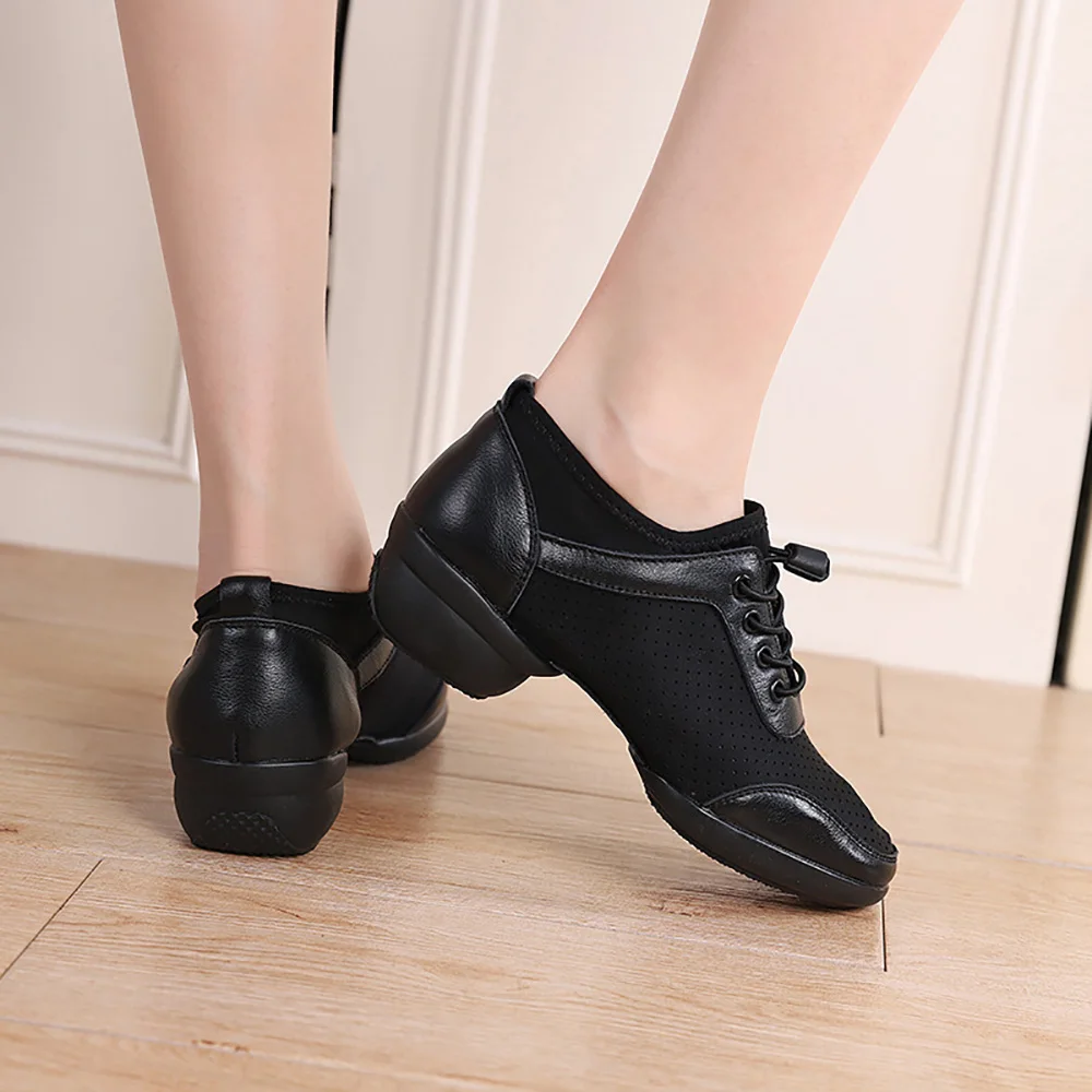 Genuine Leather Dancing Shoes Female 1919 Sailor Mesh Modern Square Dance Shoes Kick Breathable Light Deodorant And Breathable