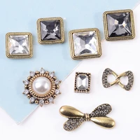 diy jewelry headdress hairpin mobile phone decoration accessories 10pc alloy crystal inlaid rectangular alloy buckle accessories