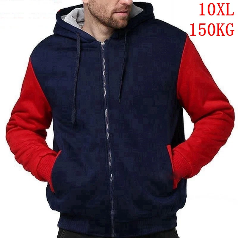 Мужская куртка большого размера 7XL 8XL 9XL 10XL осенне-зимняя толстовка с капюшоном и