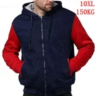 Мужская куртка большого размера 7XL 8XL 9XL 10XL, осенне-зимняя толстовка с капюшоном и длинными рукавами на молнии, утепленная Флисовая теплая синяя и красная куртка matc