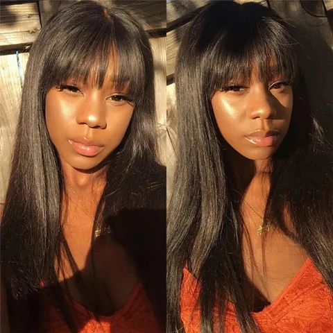 Парики из прямых человеческих волос с челкой, парики машинной работы и челкой, малазийские Человеческие волосы Remy и длинные парики LEX Maxine 30 дюймов