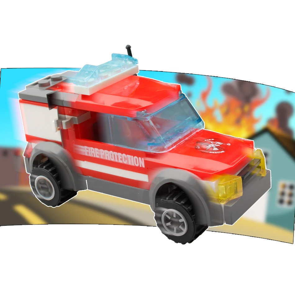 300 шт. противопожарная станция пожарного-фигурки строительные блоки полицейский