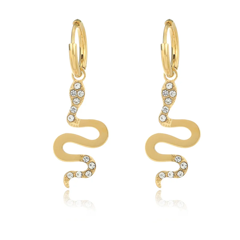 

Snake Drop Earrings Stainless Steel Hoop Earrings For Woman Party Gifts Gold Silver Color Animal Dangle Earrings Fashion Jewelry