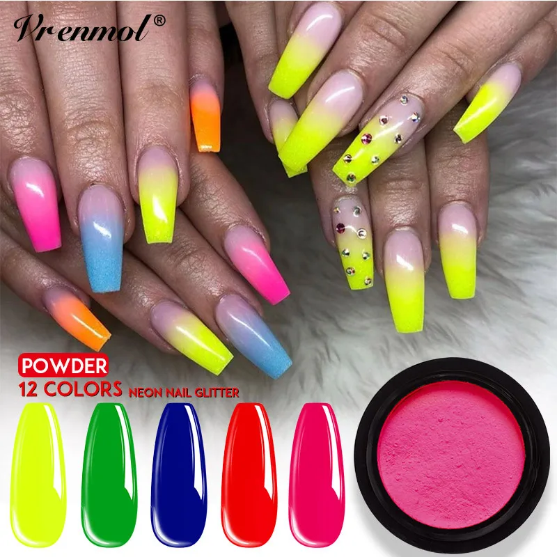 Vrenmol неоновый гвоздь порошковый флуоресцентный лак для ногтей пыль тени Блеск