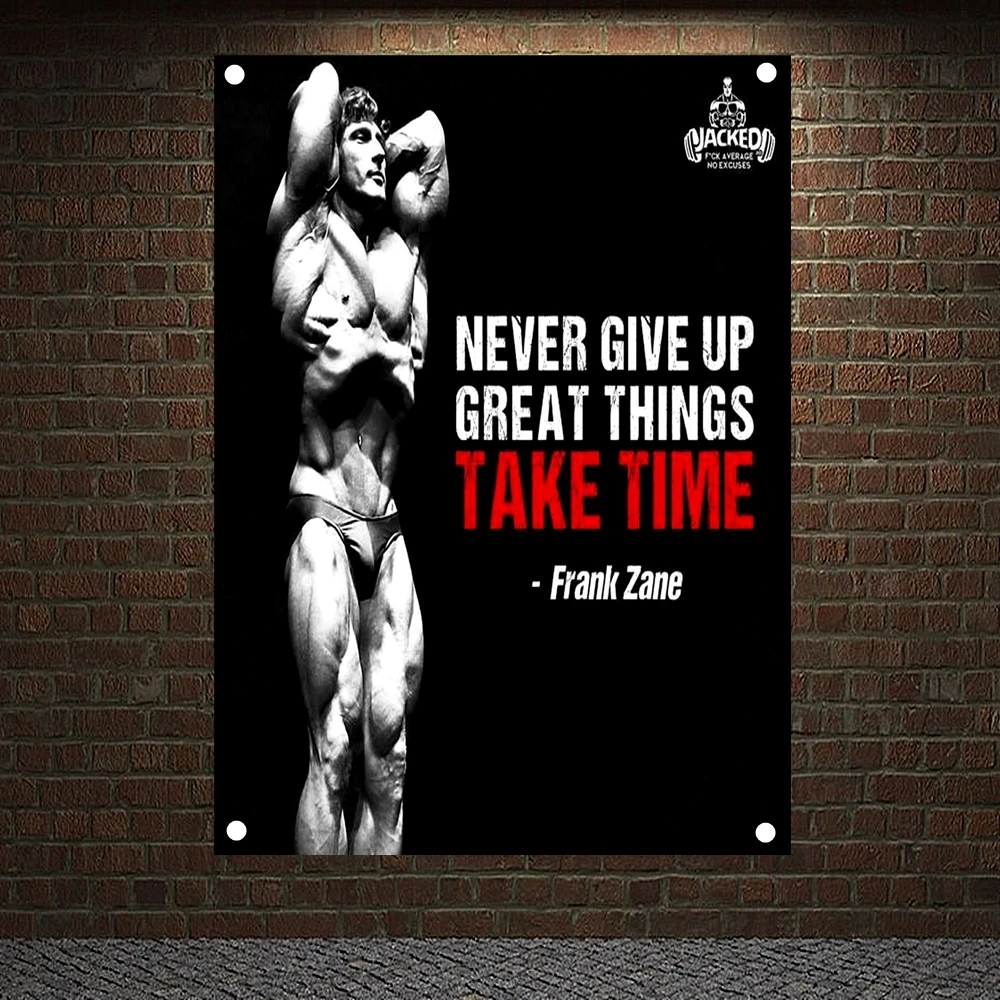 

NEVER GIVE UP GREAT THINGS TAKE TIME Motivational Workout Posters Wall Chart Exercise Bodybuilding Banners Flags Gym Decoration