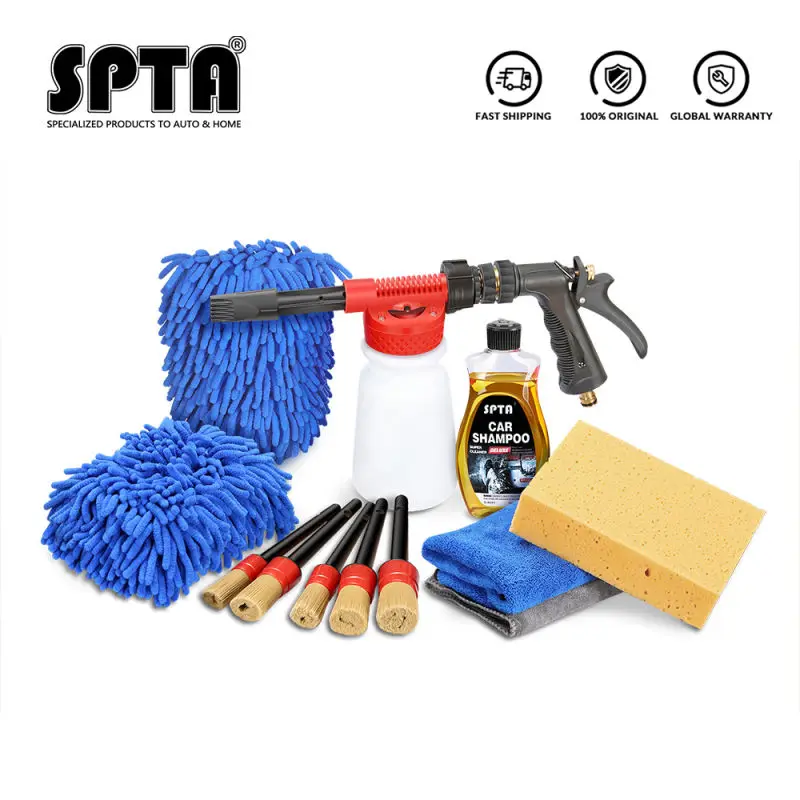 

SPTA Car Cleaning Kit Foam Gun Foam Blaster and Adjustable Car Wash Sprayer With Car ShampooDetail Brush and Clean Kits