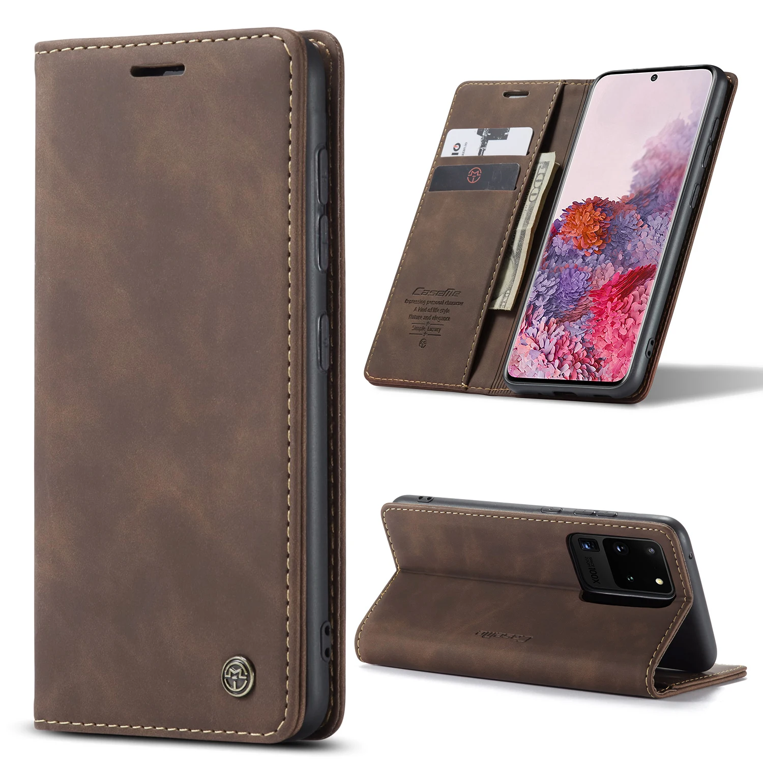 Флип чехол для Samsung S21/S20/Note20 ультрароскошный кожаный магнитный Galaxy S8 S9 S10 Note10 Plus A51