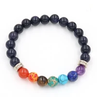 fysl silver plated many colors quartz stone 8 mm round beads stretchy bracelet healing chakra jewelry
