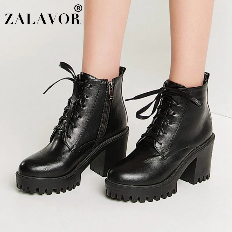 ZALAVOR/пикантные женские сапоги панк до лодыжек сезон осень-зима ботинки на